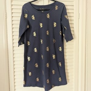 Lilly Pulitzer Gold Foil Tropical Fish Print Cotton Dress